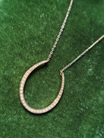 14k gold horseshoe seed pearl necklace pendant
