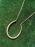 14k gold horseshoe seed pearl necklace pendant