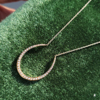 14k gold horseshoe seed pearl necklace pendant