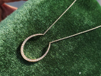 14k gold horseshoe seed pearl necklace pendant