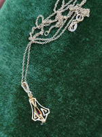 10k gold Victorian garnet, diamond & seed pearl necklace pendant lavaliere