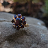 18k gold Garnet cluster estate ring