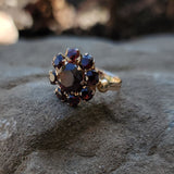 18k gold Garnet cluster estate ring