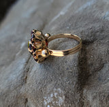 18k gold Garnet cluster estate ring