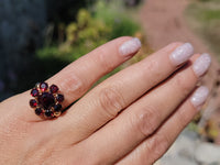 18k gold Garnet cluster estate ring