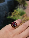 18k gold Garnet cluster estate ring