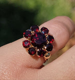 18k gold Garnet cluster estate ring