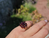 18k gold Garnet cluster estate ring