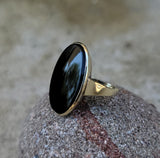 14k gold Black Onyx Deco Ring