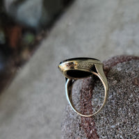 14k gold Black Onyx Deco Ring