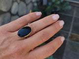14k gold Black Onyx Deco Ring