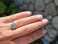 14k white gold oval aquamarine & diamond estate ring