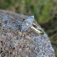 18ct gold rose cut diamond early Victorian navette glove shield ring