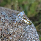 18ct gold rose cut diamond early Victorian navette glove shield ring