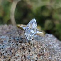 18ct gold rose cut diamond early Victorian navette glove shield ring