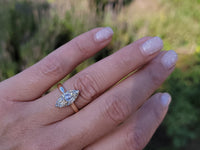 18ct gold rose cut diamond early Victorian navette glove shield ring