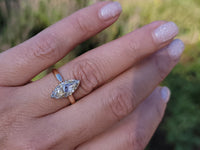 18ct gold rose cut diamond early Victorian navette glove shield ring