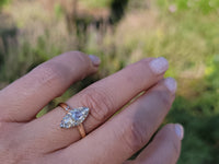 18ct gold rose cut diamond early Victorian navette glove shield ring