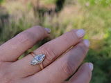 18ct gold rose cut diamond early Victorian navette glove shield ring