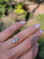 18ct gold rose cut diamond early Victorian navette glove shield ring