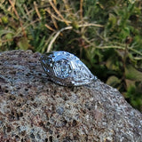 14k white gold c.20's Deco  hexagon diamond filigree ring