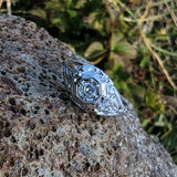 14k white gold c.20's Deco  hexagon diamond filigree ring