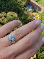 14k white gold c.20's Deco  hexagon diamond filigree ring
