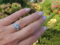 14k white gold c.20's Deco  hexagon diamond filigree ring