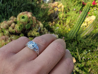 14k white gold c.20's Deco  hexagon diamond filigree ring