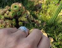 14k white gold c.20's Deco  hexagon diamond filigree ring