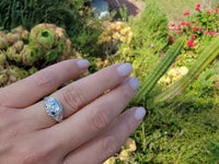 14k white gold c.20's Deco  hexagon diamond filigree ring