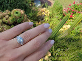 14k white gold c.20's Deco  hexagon diamond filigree ring