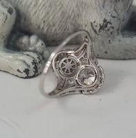 Platinum Diamond & Pearl estate Art Deco c.1920's filigree Ring