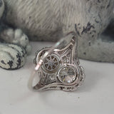 Platinum Diamond & Pearl estate Art Deco c.1920's filigree Ring