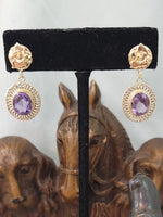 14k gold floral estate Amethyst filigree Earrings