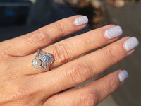 Platinum Diamond & Pearl estate Art Deco c.1920's filigree Ring