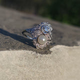Platinum Diamond & Pearl estate Art Deco c.1920's filigree Ring