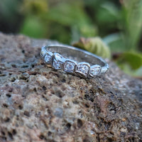 18k white gold "BOW" Art Deco vintage 5 diamond wedding band