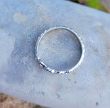 18k white gold "BOW" Art Deco vintage 5 diamond wedding band