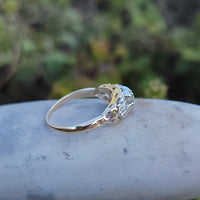 14k gold two tone diamond estate Deco c.1930's ring