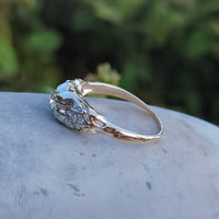 14k gold two tone diamond estate Deco c.1930's ring
