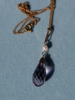 14k gold Victorian amethyst briolette & pearl necklace pendant lavaliere