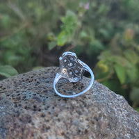 platinum Art Deco c.1920's filigree diamond glove shield ring