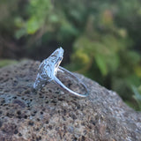 platinum Art Deco c.1920's filigree diamond glove shield ring