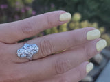 platinum Art Deco c.1920's filigree diamond glove shield ring
