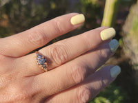 14k gold two tone 3 diamond estate Deco c.1930's ring