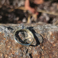 14k gold two tone old mine cut diamond solitaire antique estate ring - apx .32ct