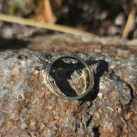 14k gold two tone old mine cut diamond solitaire antique estate ring - apx .32ct