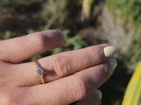 14k gold two tone old mine cut diamond solitaire antique estate ring - apx .32ct