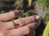 14k gold two tone old mine cut diamond solitaire antique estate ring - apx .32ct